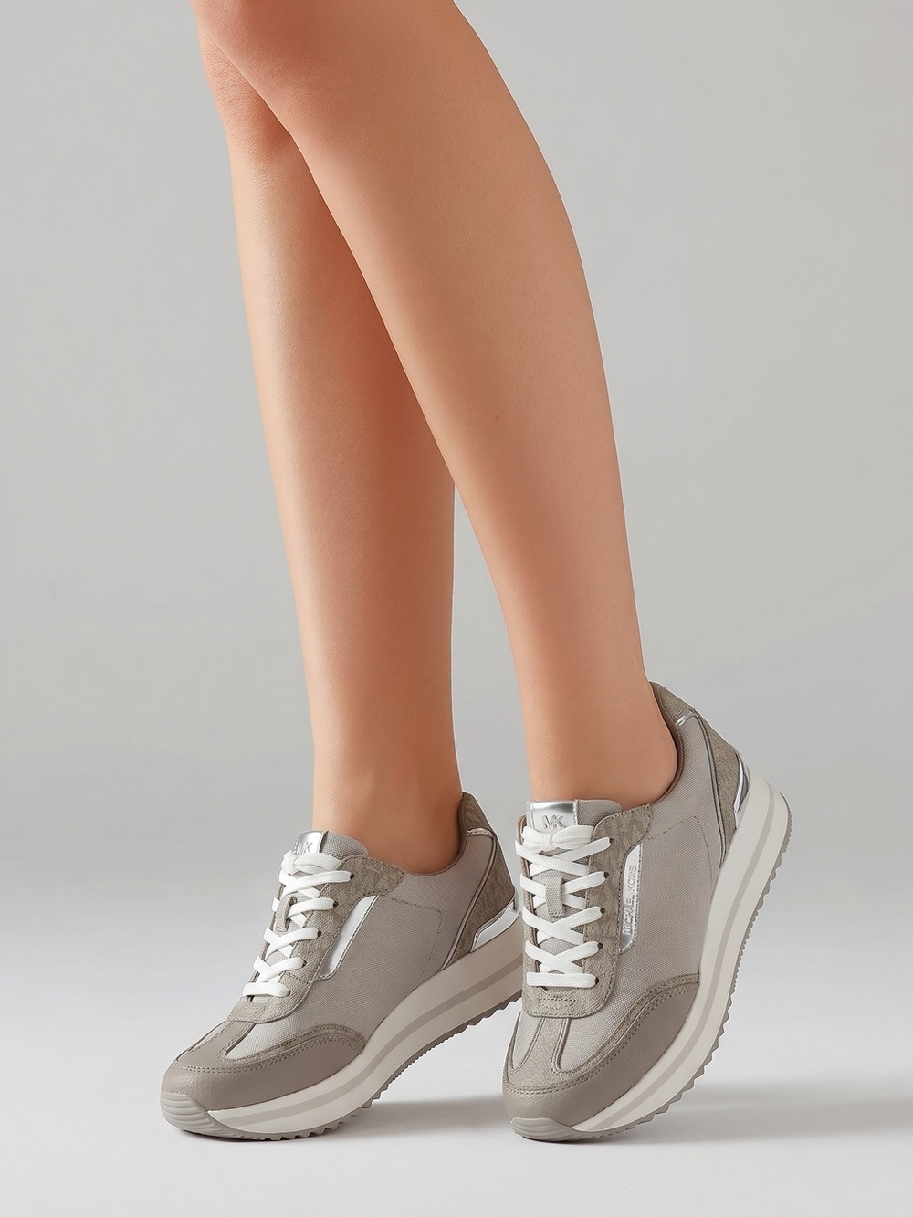 Michael Kors Women's Platform Sneaker in Light Taupe and White